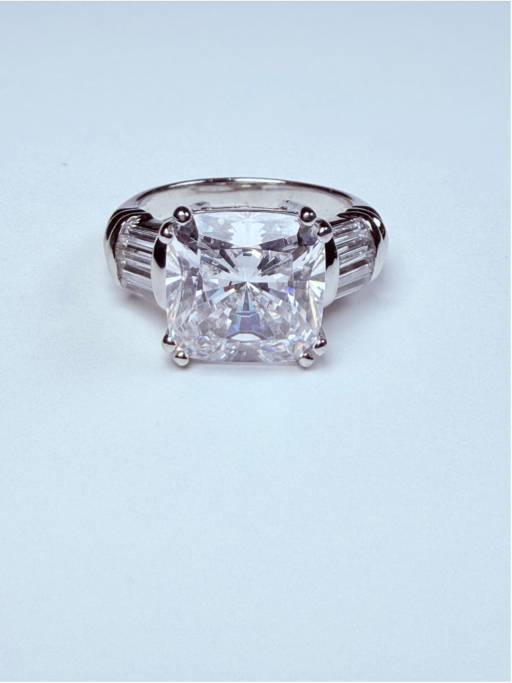 Cushion Cut 5.5 CT Cubic Zirconia Solitaire 925 Sterling Silver Cocktail Ring